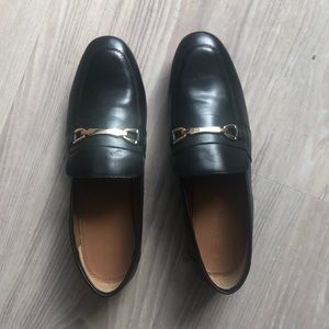 BLACK FAUX LEATHER LOAFERS